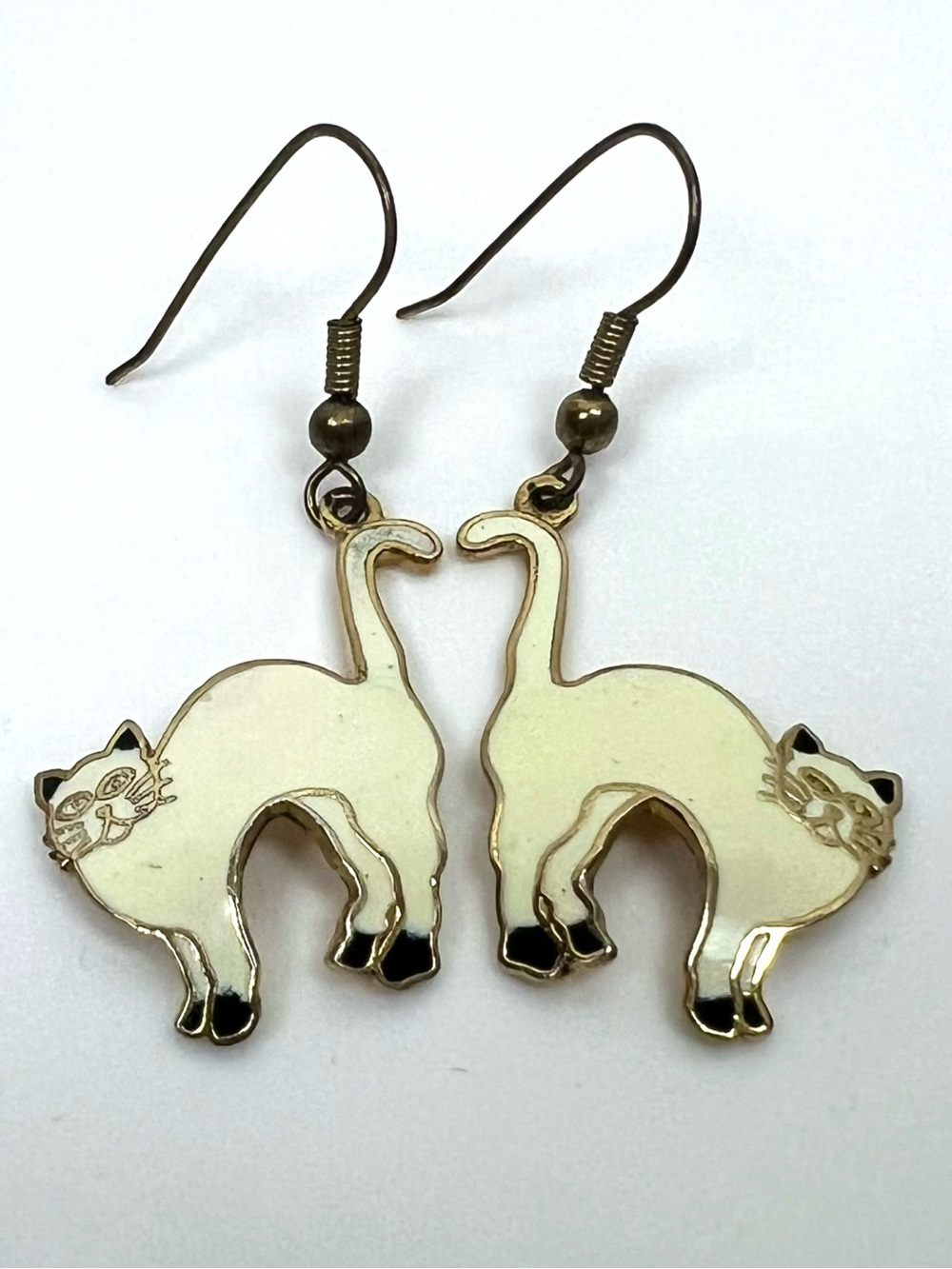 Vintage 90’s Enamel Cat Dangle Earrings